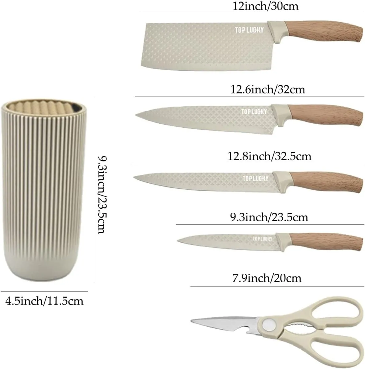 6-Piece Kitchen Knife Set Non-Stick Stainless Steel Blades with Universal Knife Block