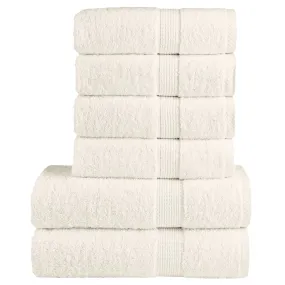 6 Piece Premium Towel Set Cream 600 gsm 100% Cotton