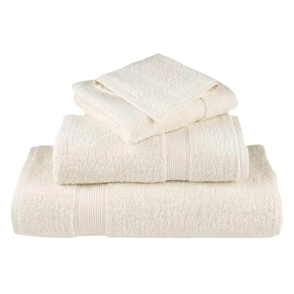 6 Piece Premium Towel Set Cream 600 gsm 100% Cotton