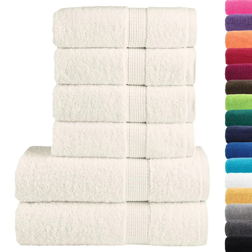 6 Piece Premium Towel Set Cream 600 gsm 100% Cotton