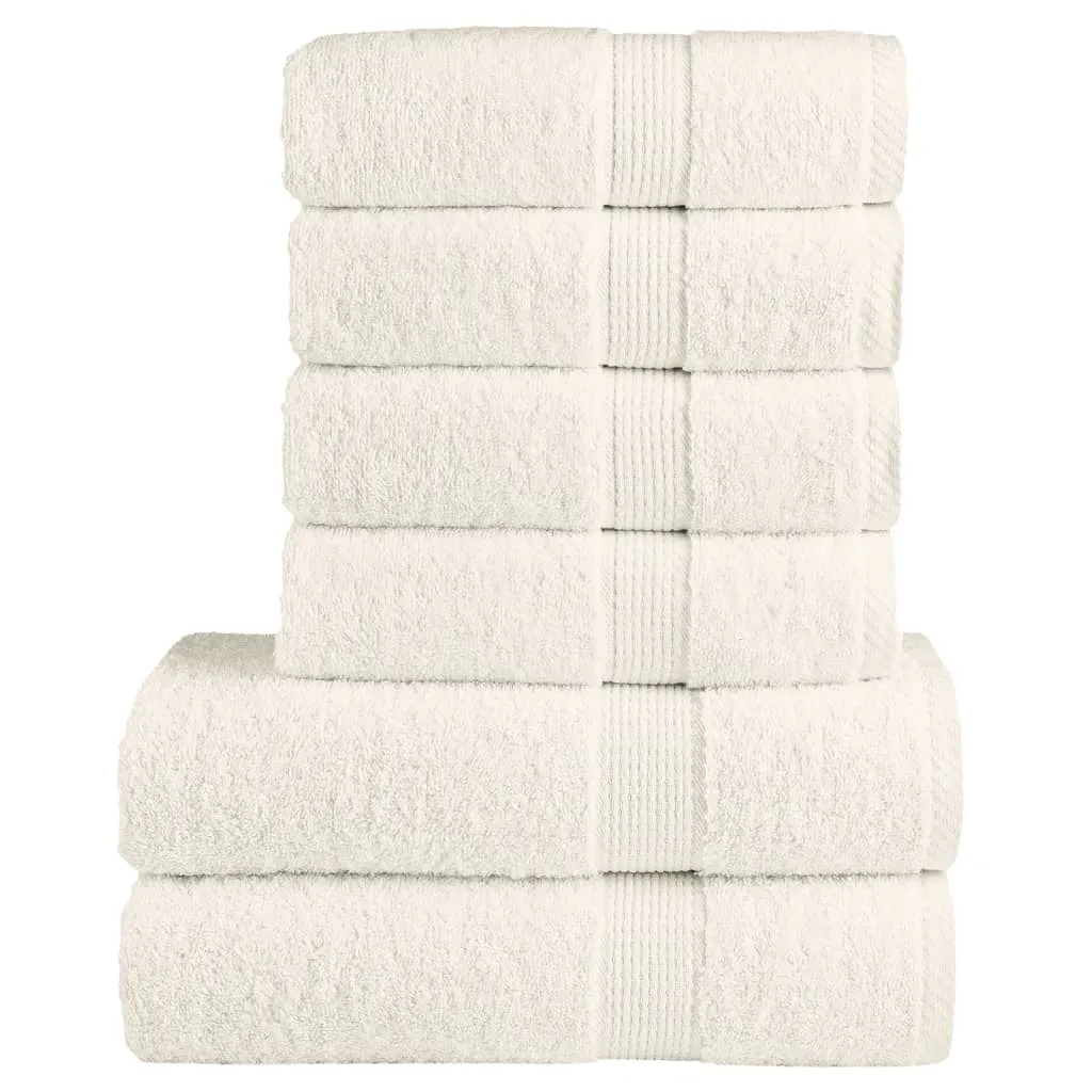 6 Piece Premium Towel Set Cream 600 gsm 100% Cotton