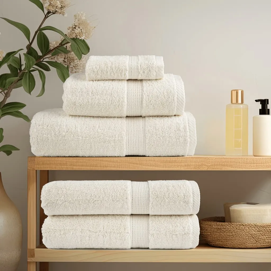 6 Piece Premium Towel Set Cream 600 gsm 100% Cotton