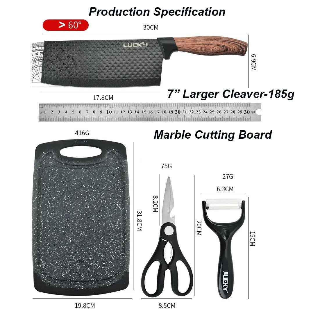 6 pieces Kitchen Knife Set Chef Knives Stainless Steel Nonstick Scissor Cutting Board