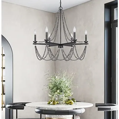 60W X 6 Ventura Metal Beaded Chandelier