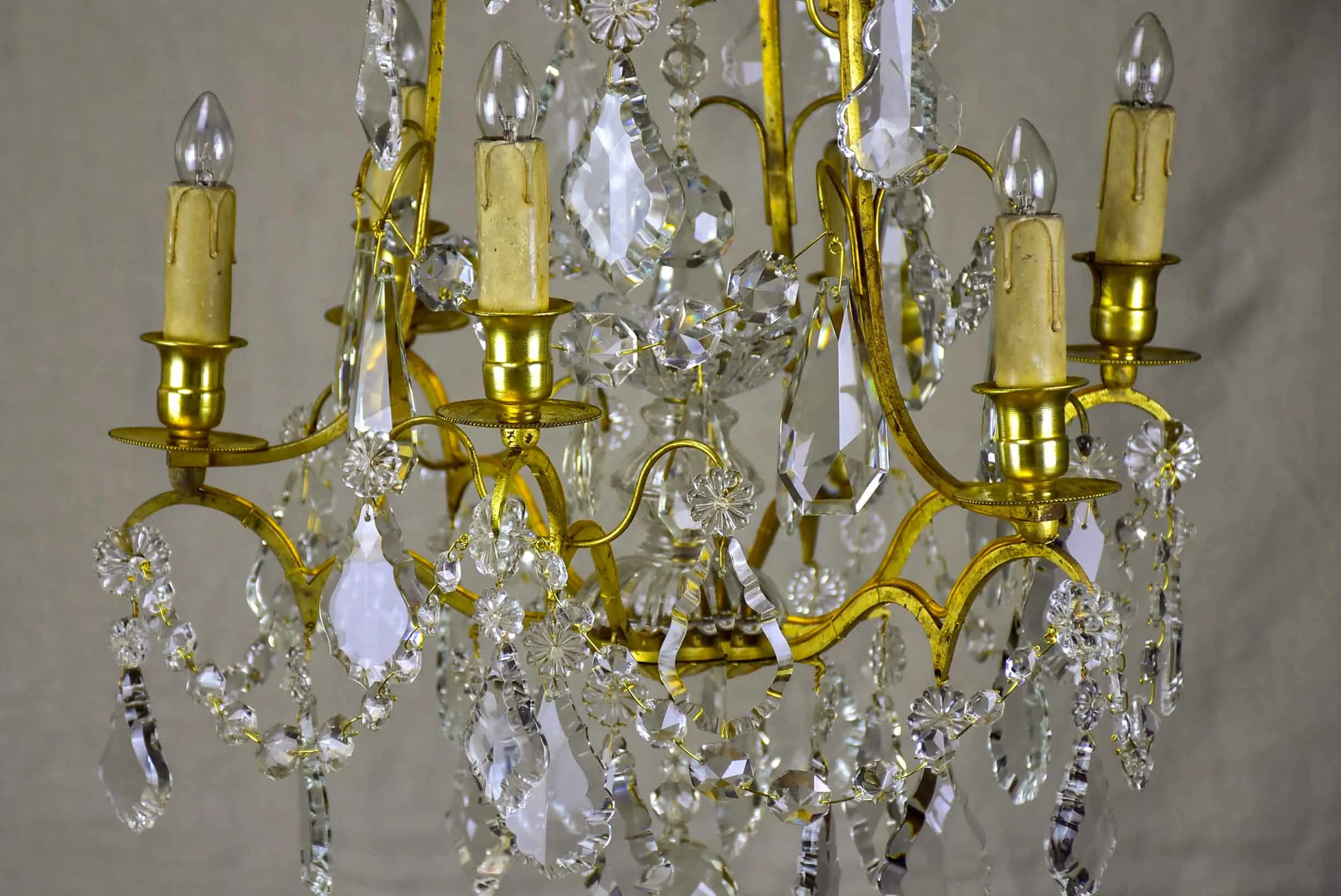 A small antique French crystal chandelier - 6 lights