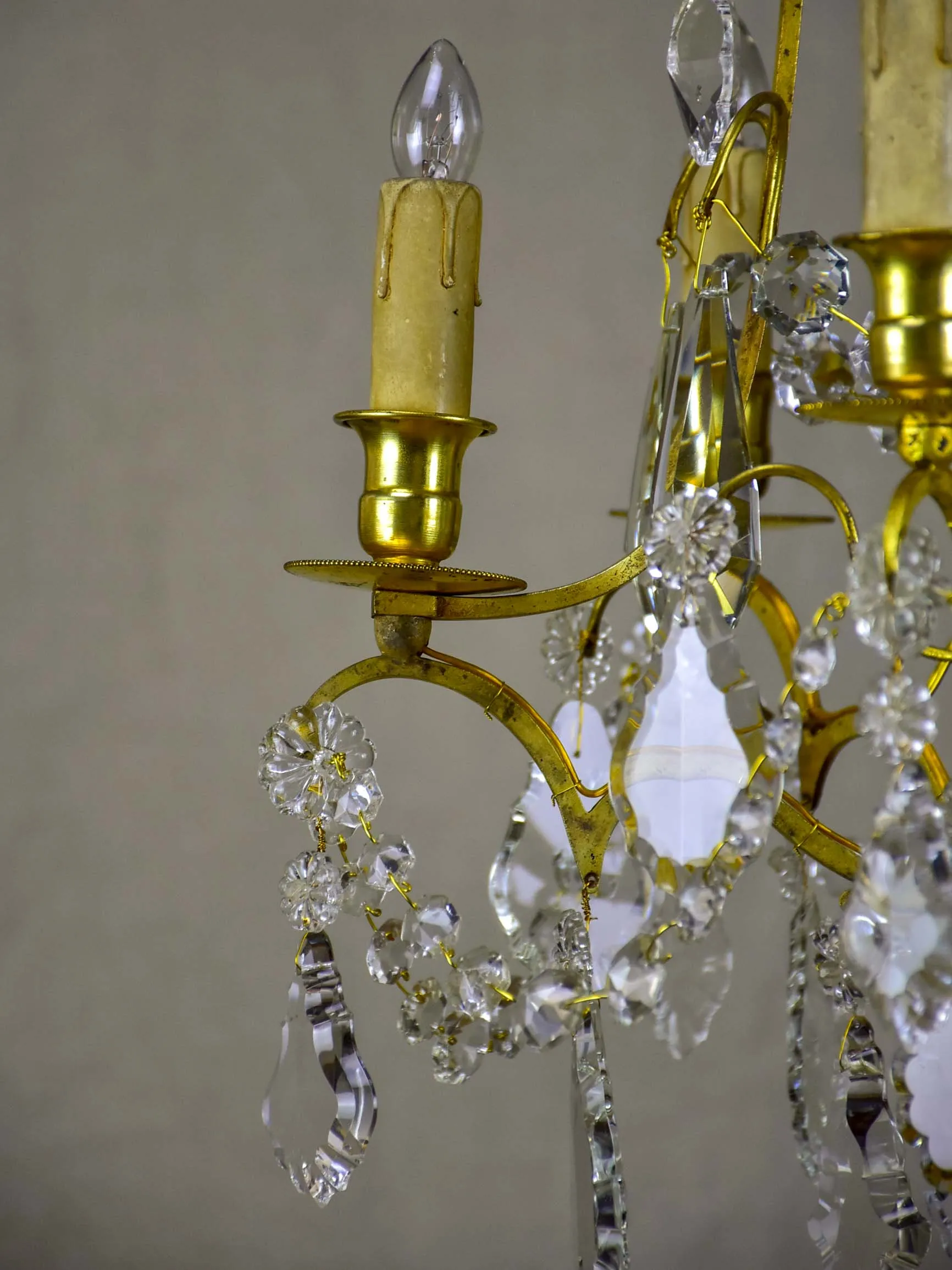 A small antique French crystal chandelier - 6 lights