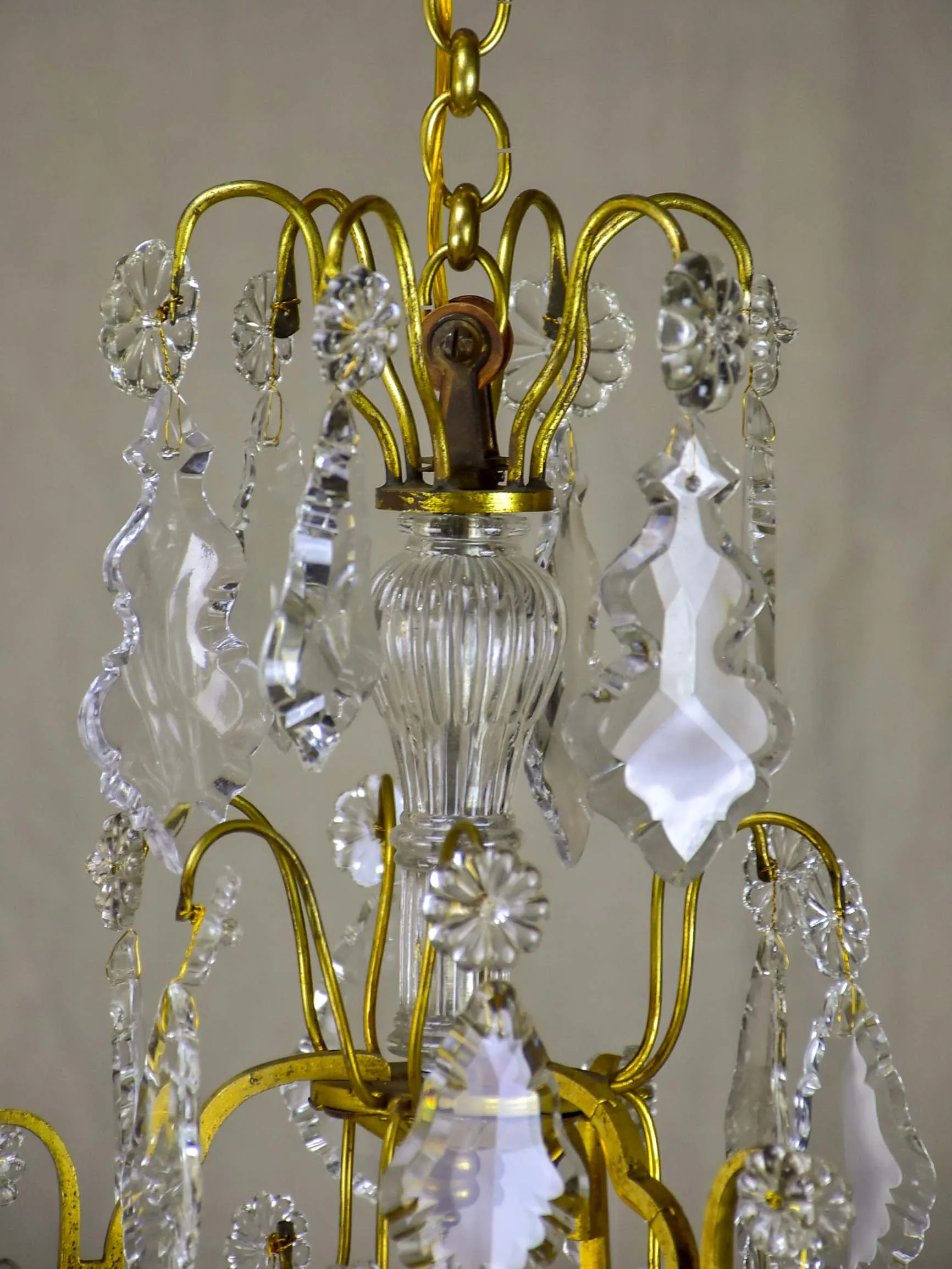 A small antique French crystal chandelier - 6 lights