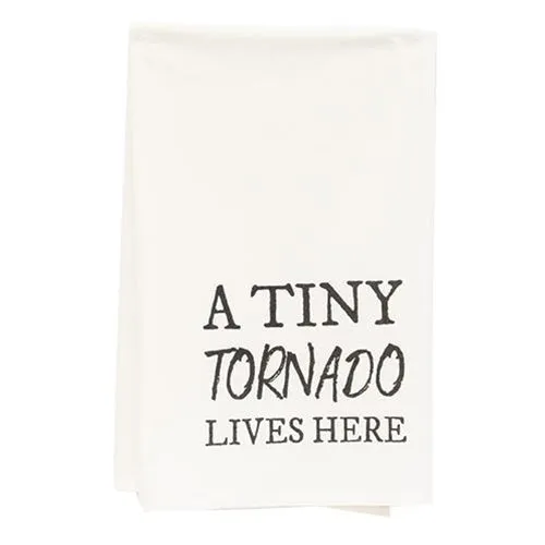 A Tiny Tornado Lives Here Dish Towel