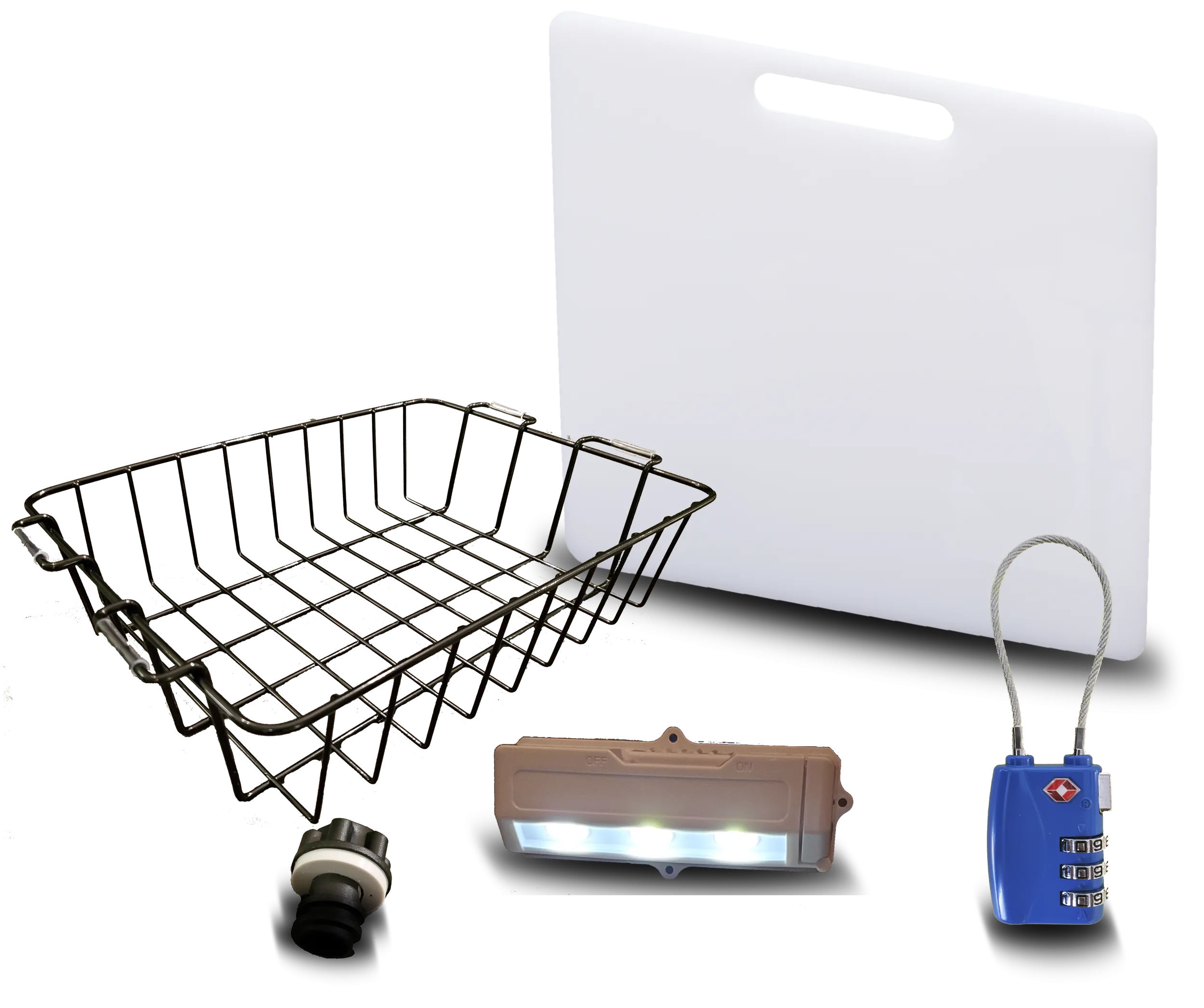 Accessory Kit - Divider/Cutting Board, Basket, Lock, Light, & Plug for 100/110 Quart Coolers