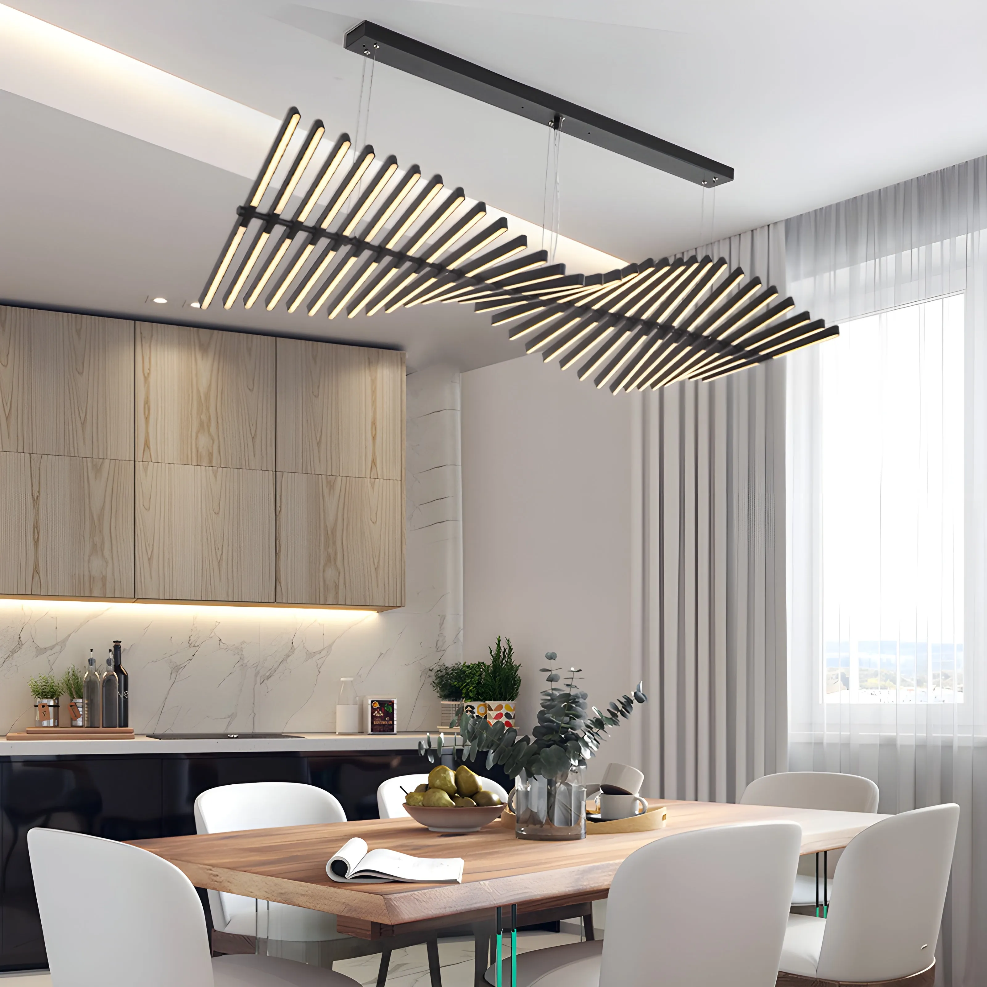 Acquaformosa | Black/White Art Minimalistic LED Pendant Chandelier