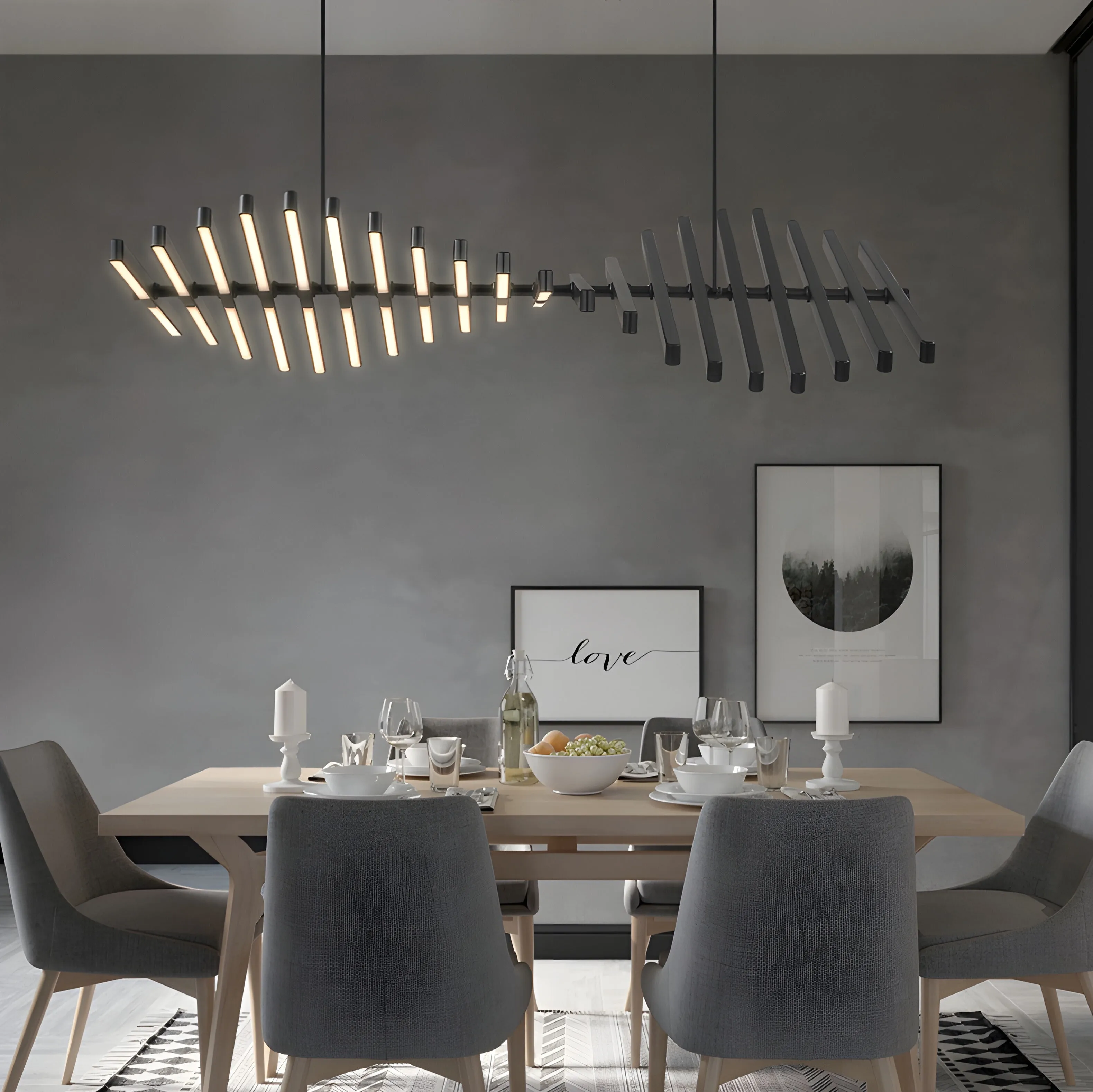 Acquaformosa | Black/White Art Minimalistic LED Pendant Chandelier