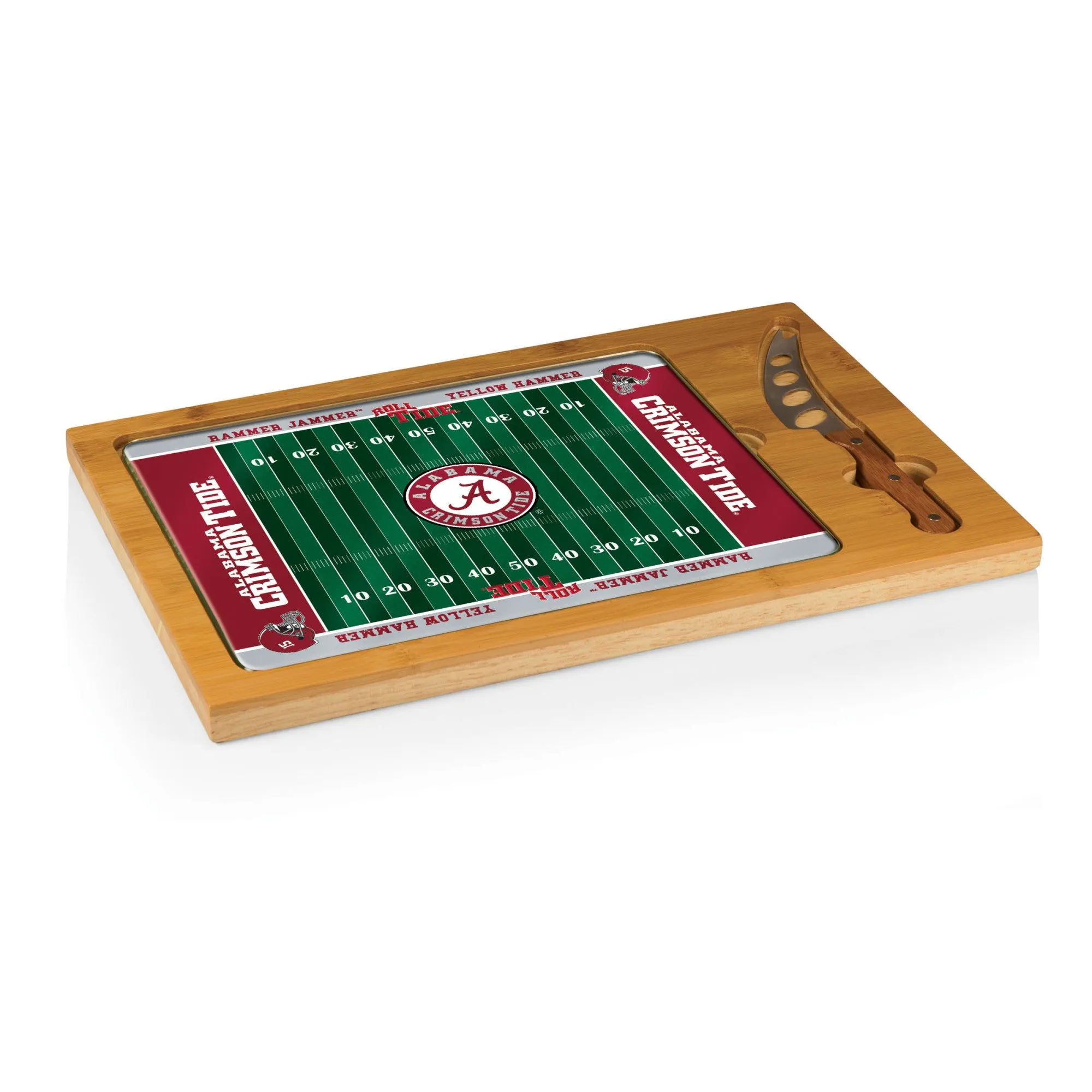 Alabama Crimson Tide - Icon Glass Top Cutting Board & Knife Set