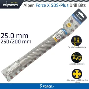 ALPEN FORCE X 25.0 x 250/200  SDS-PLUS DRILL BIT X4 CUTTING EDGES ALP835025