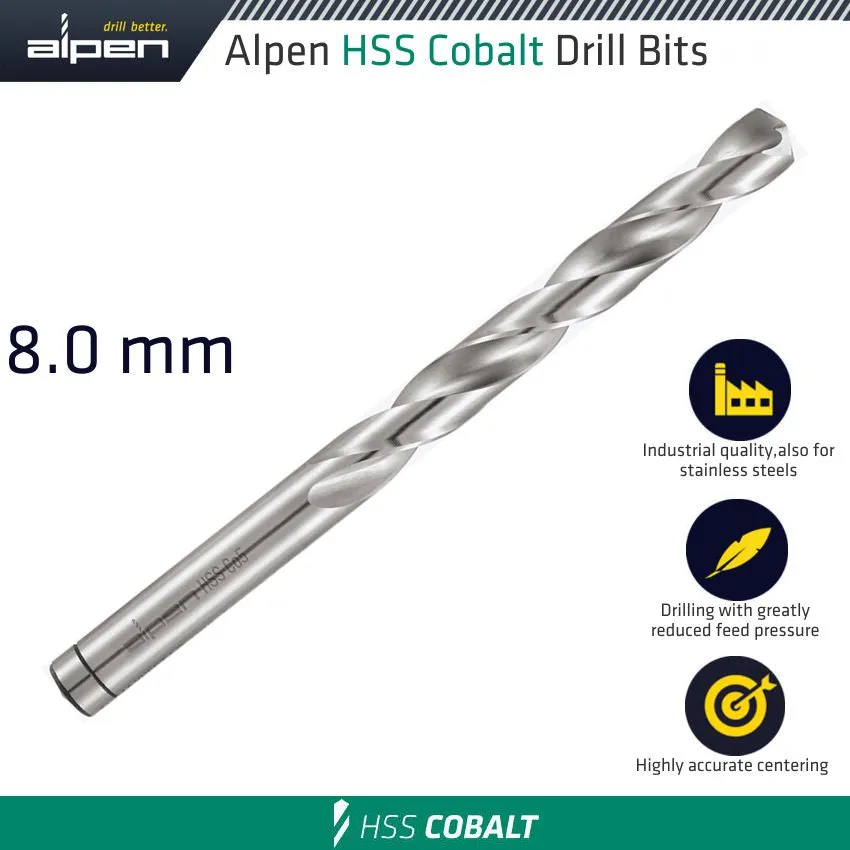 ALPEN HSS COBALT BULK DIN 338 RN,  8.0 ALP6130080