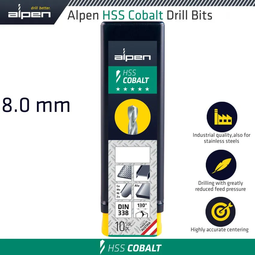 ALPEN HSS COBALT BULK DIN 338 RN,  8.0 ALP6130080