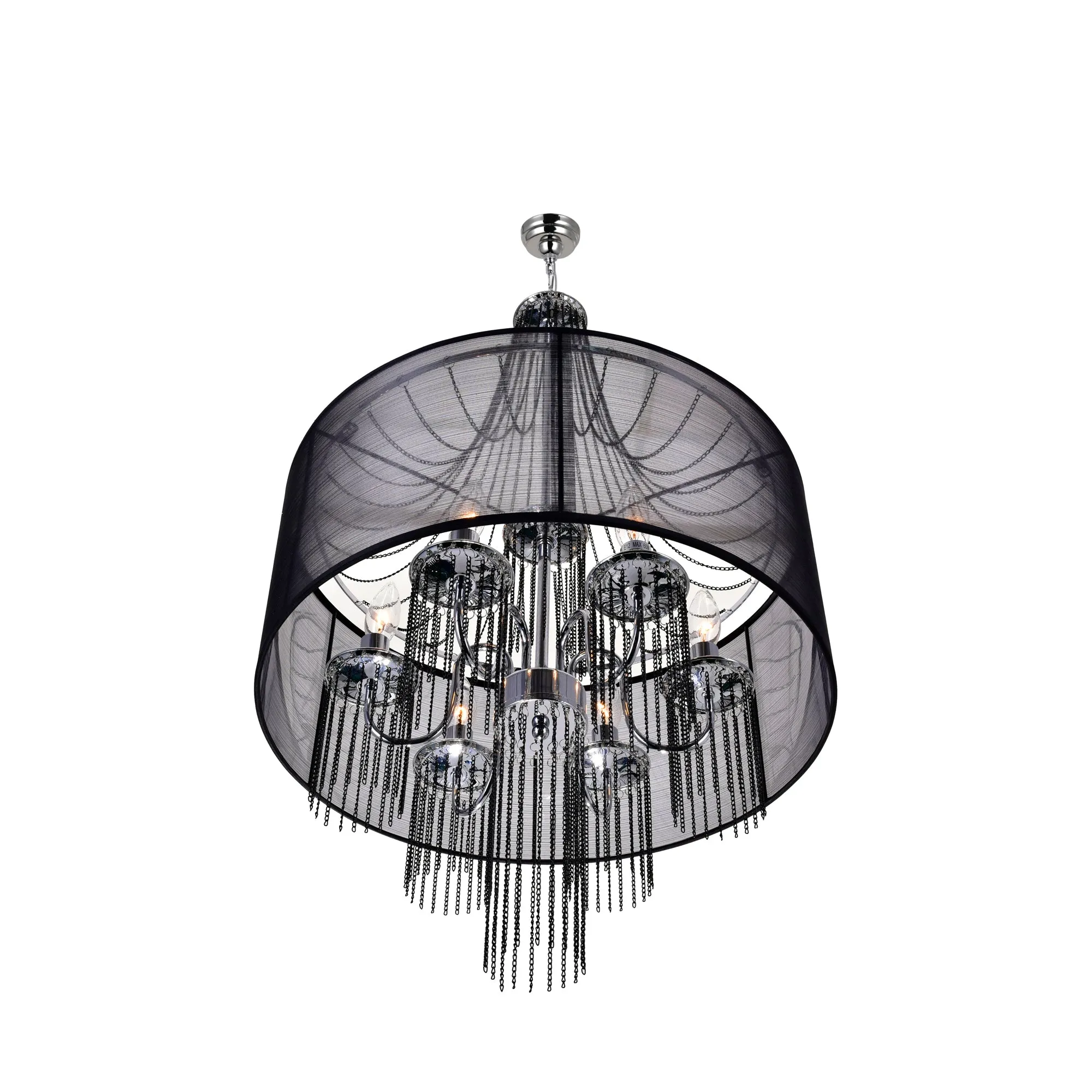 AMELIA 6 LIGHT DRUM SHADE CHANDELIER- CHROME