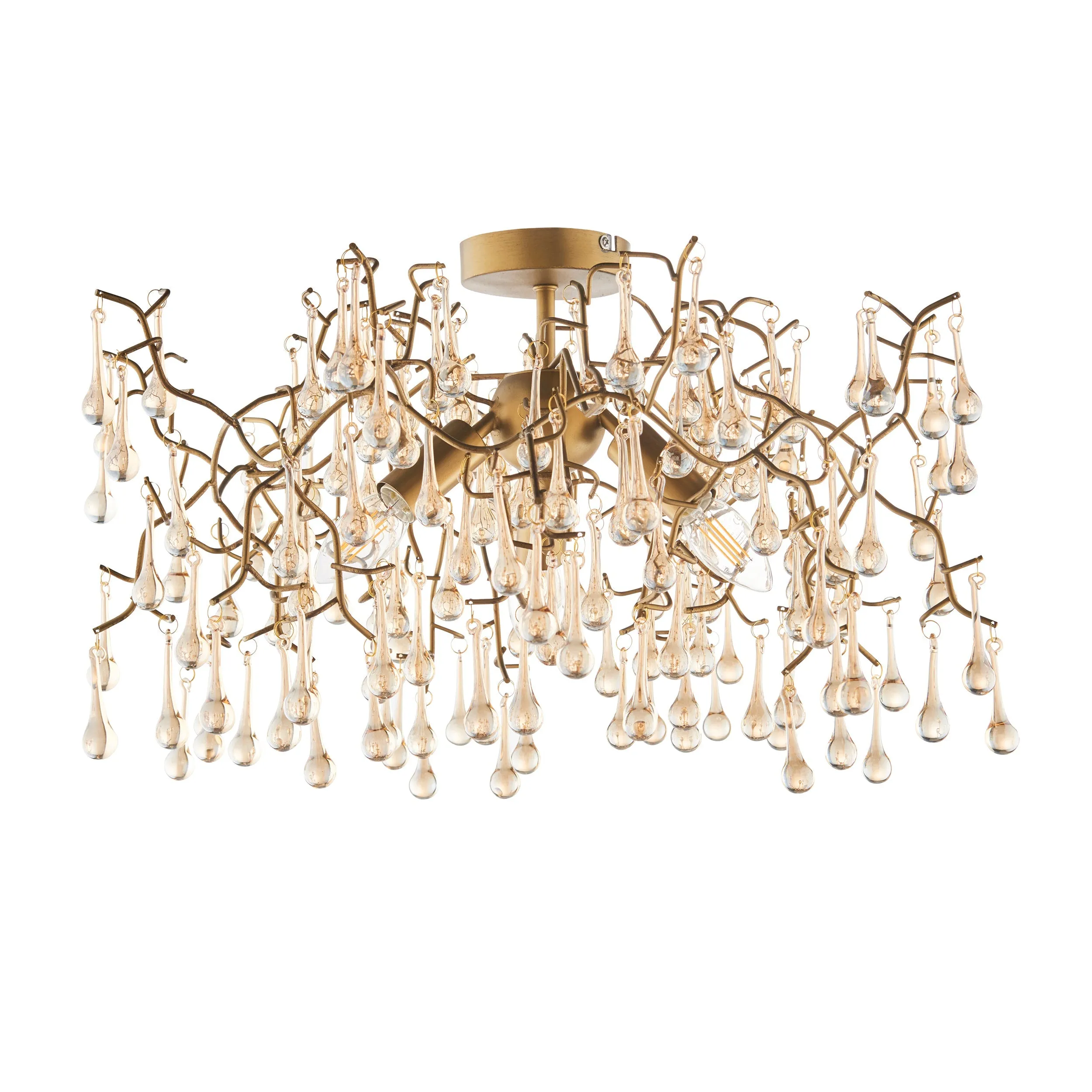 Amos Chatsworth Flush Chandelier Aged Gold & Champagne