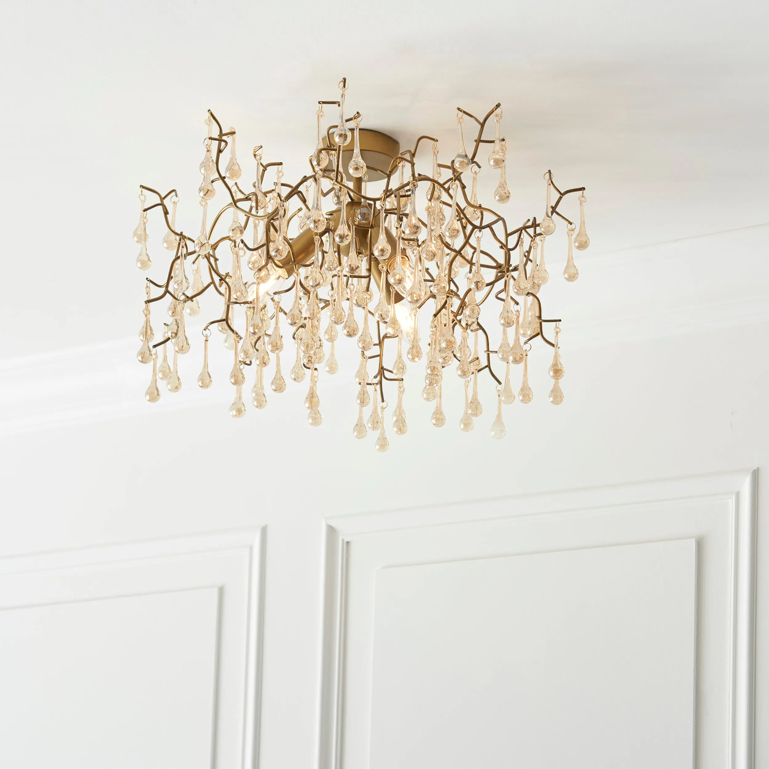 Amos Chatsworth Flush Chandelier Aged Gold & Champagne