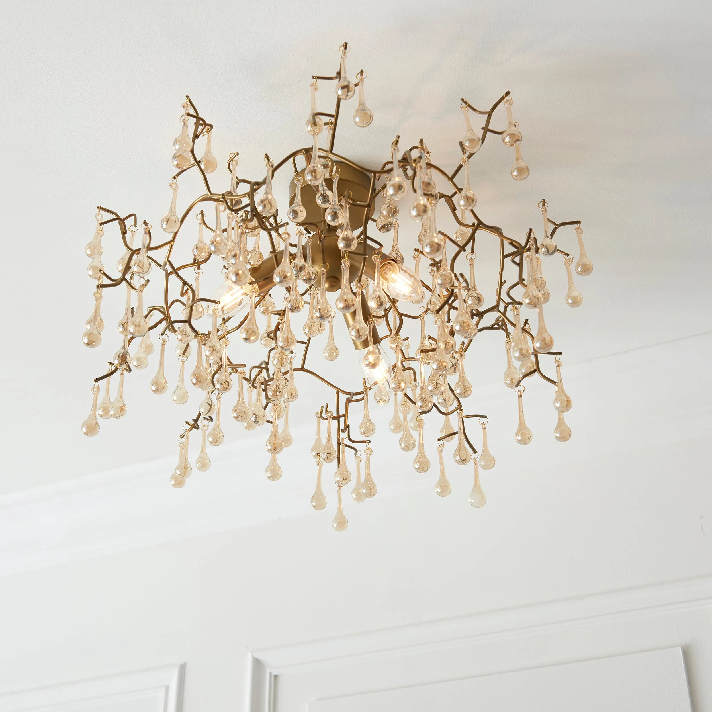 Amos Chatsworth Flush Chandelier Aged Gold & Champagne