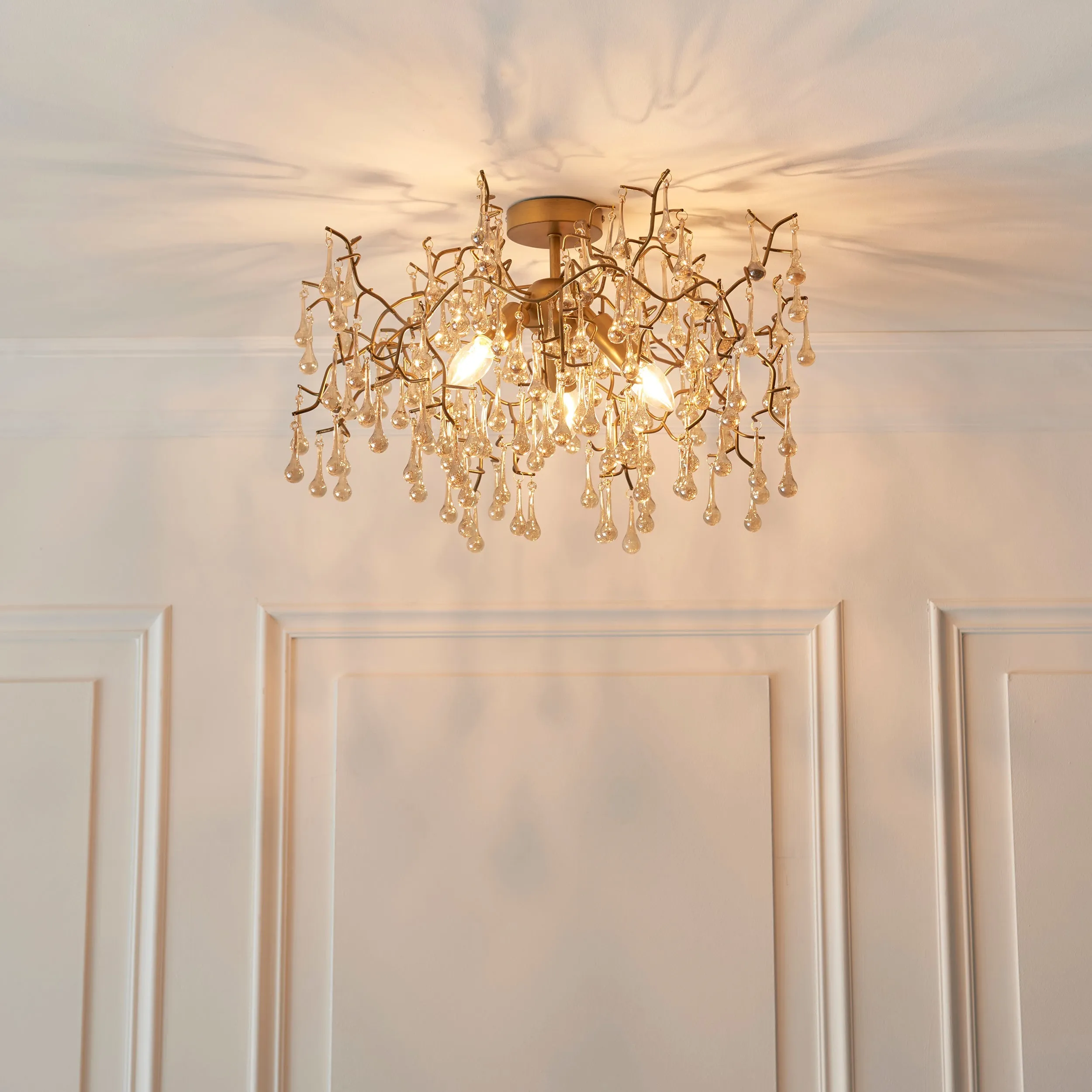 Amos Chatsworth Flush Chandelier Aged Gold & Champagne