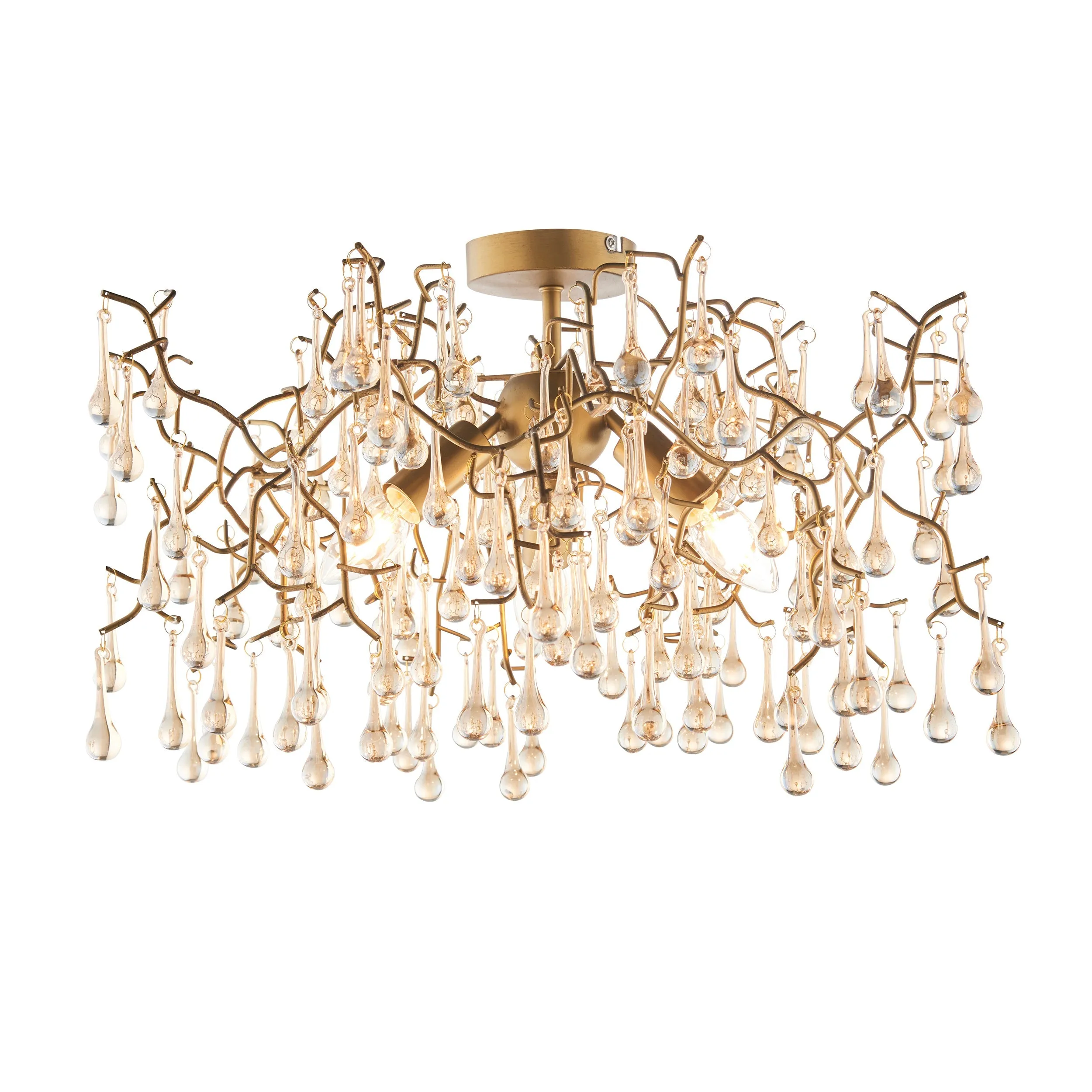 Amos Chatsworth Flush Chandelier Aged Gold & Champagne