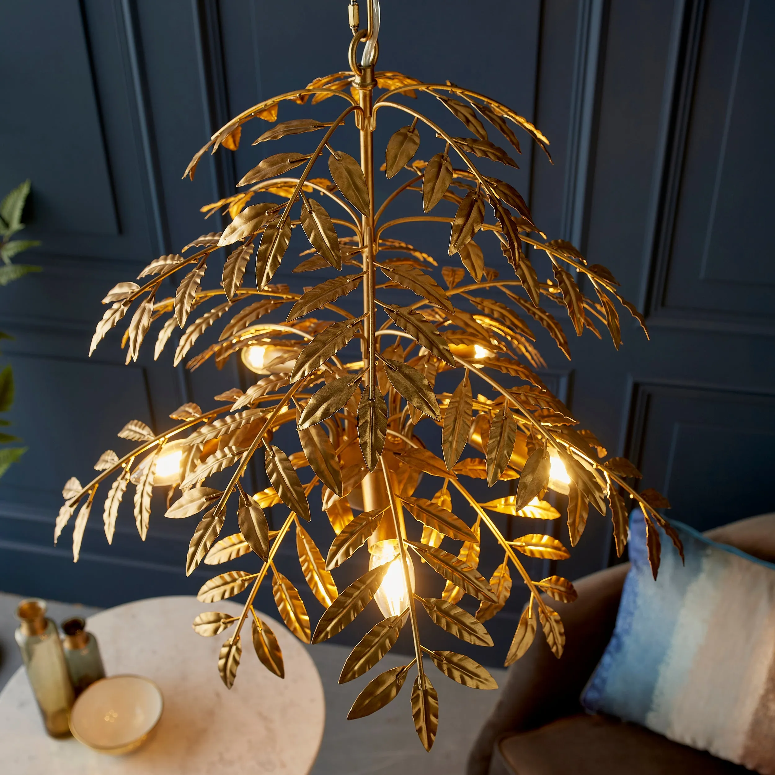 Amos Foli Chandelier Distressed Gold