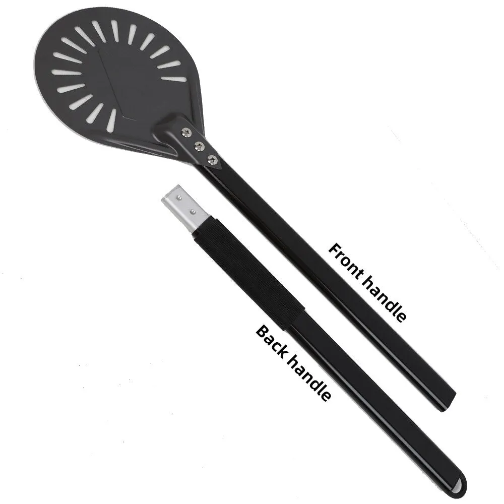 Anygleam Pizza Shovel 112.5cm Silver for Perforated Peel with Metal Handle Oven Turning Baking Accessory