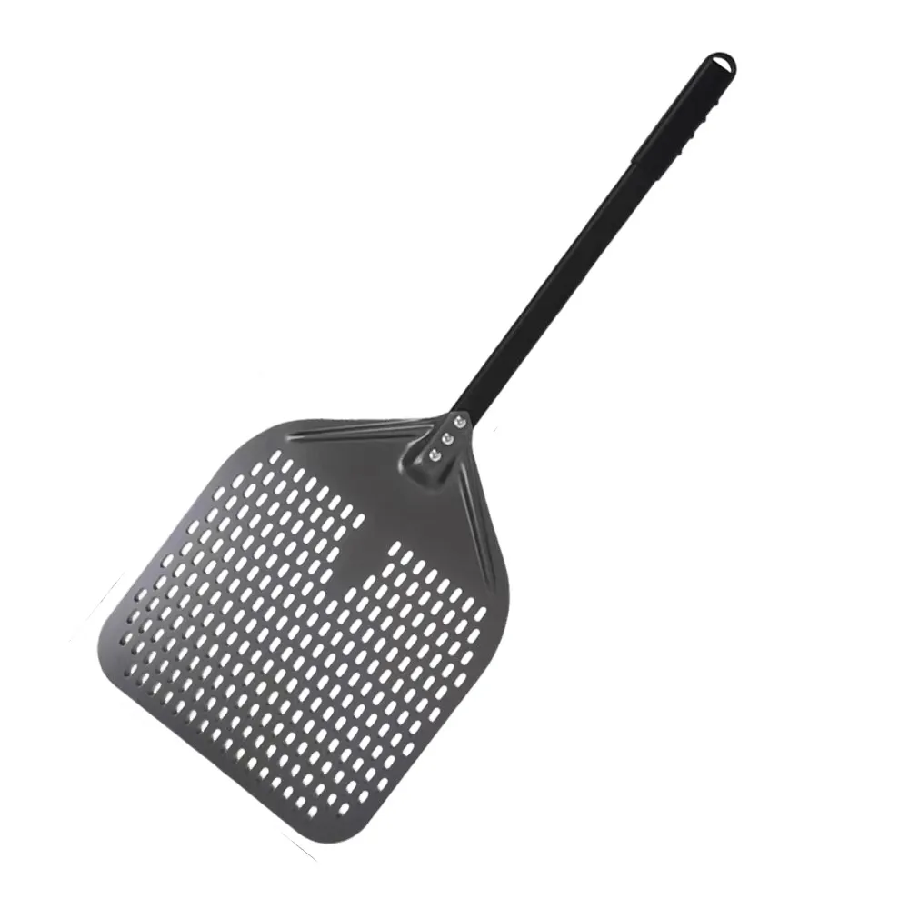 Anygleam Pizza Shovel 35 cm x 91cm Dark Grey for Perforated Peel with Metal Handle Oven Turning Baking Accessory