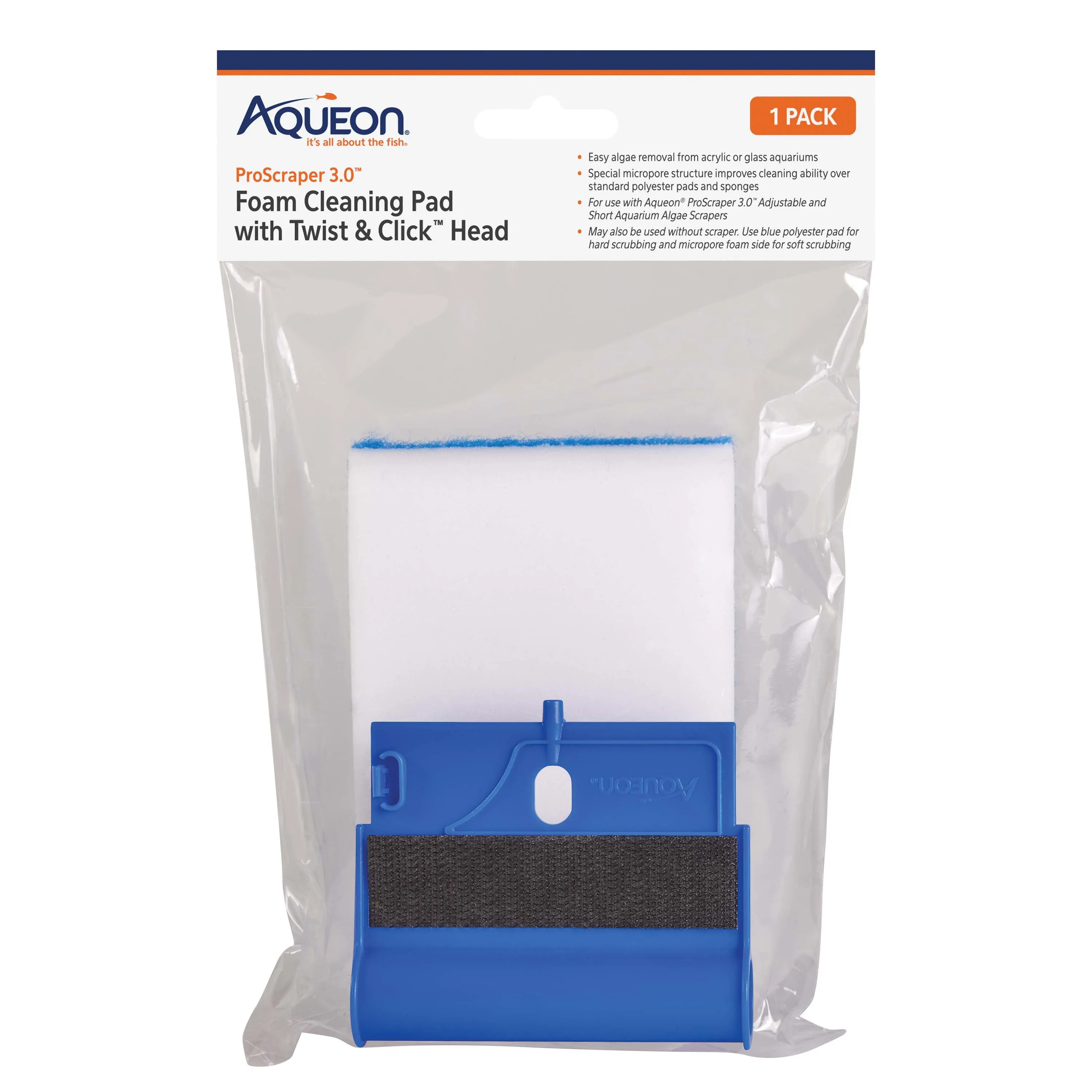 Aqueon ProScraper 3.0 Foam Cleaning Pad & Twist&Click Head