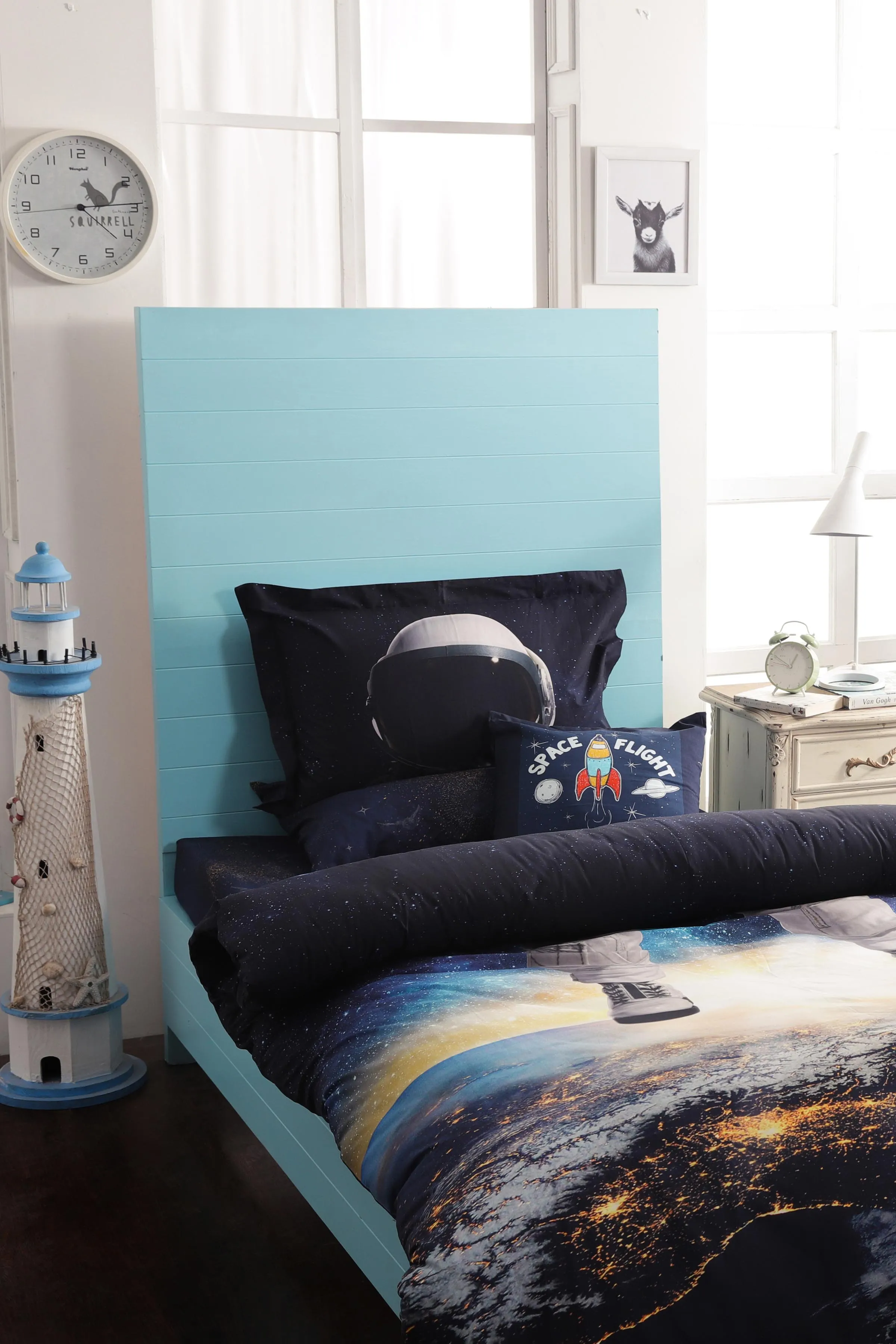 Astronaut In Space Bed Sheet