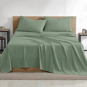 ATK-8 Bedding Emerald Green Bedsheet 450 TC Egyptian Cotton Soild Color Flat Sheet with 2 Pillow Covers 3Pcs Bedsheets (102x108) King Size Bedsheet (18x28) Inches Pillow Case