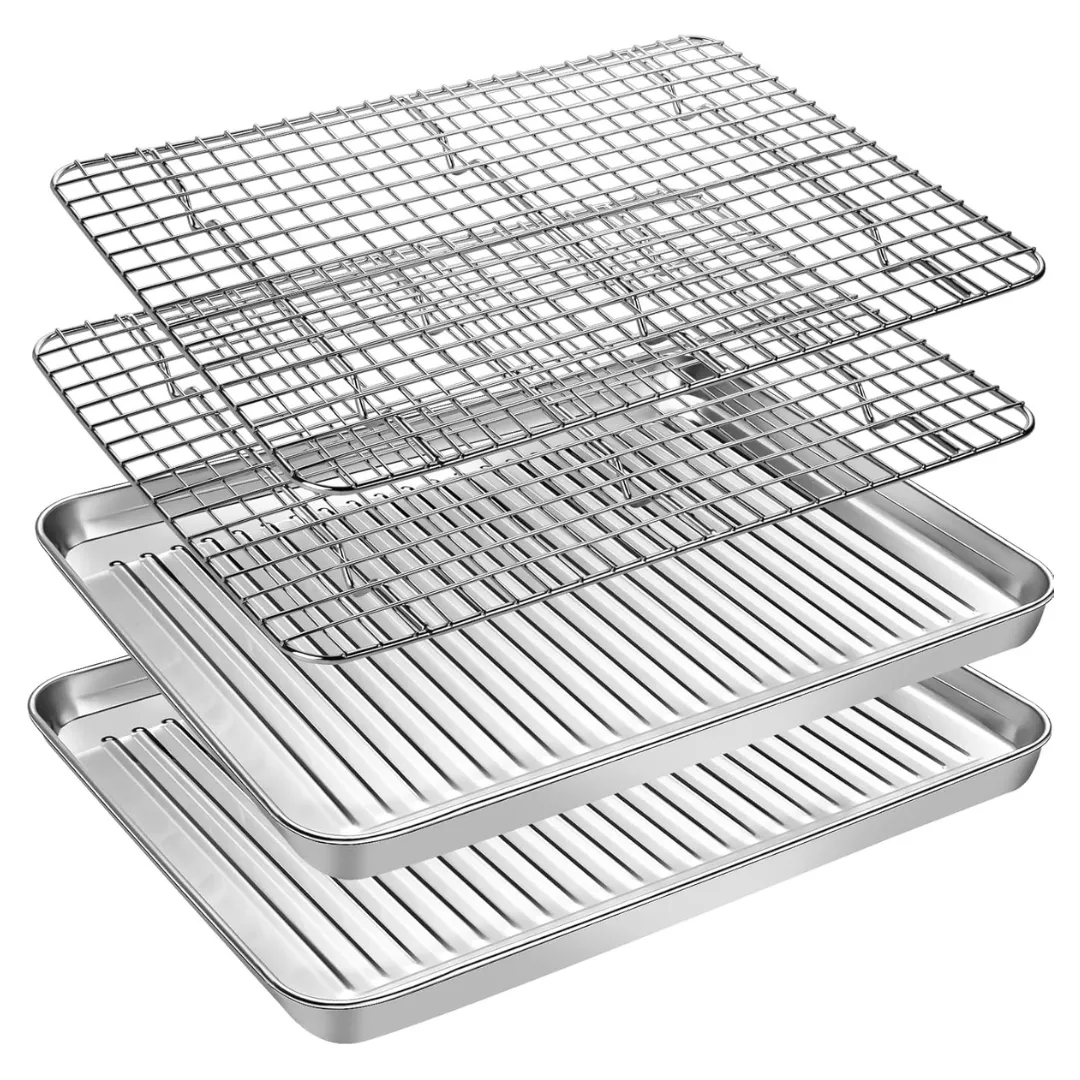 Baking Sheet Tray With Cooling Rack Set (2 Pans   2 Racks)