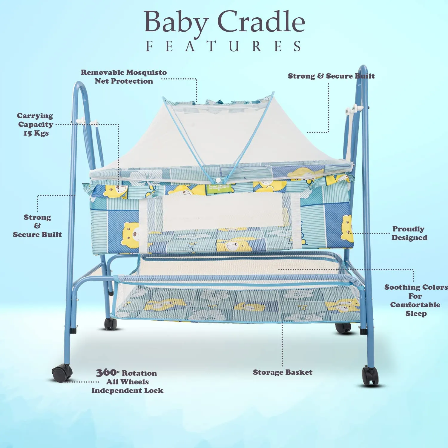 BAYBEE Arise Baby Swing Cradle for Baby with Mosquito Net, Palna Jhula for Baby