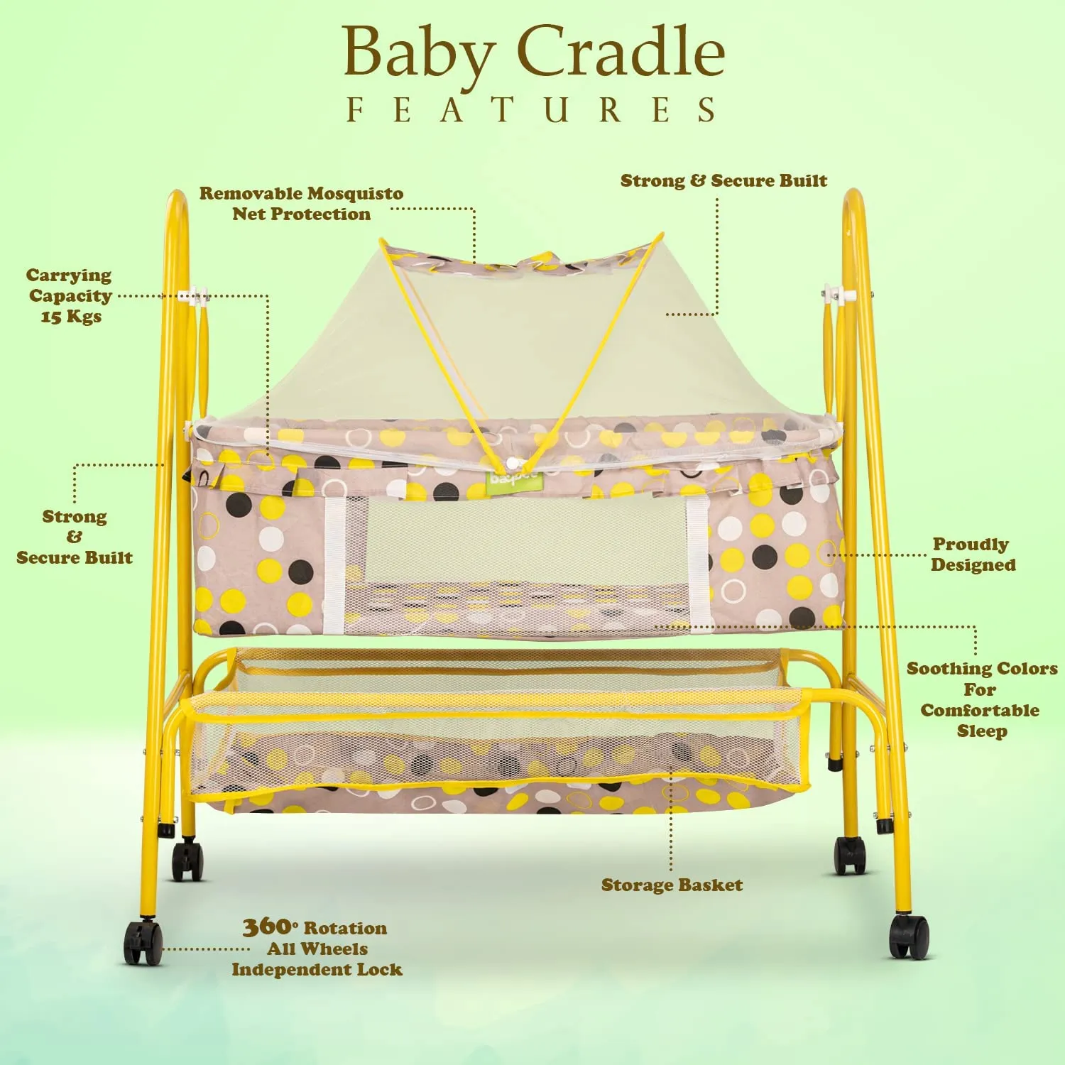 BAYBEE Arise Baby Swing Cradle for Baby with Mosquito Net, Palna Jhula for Baby