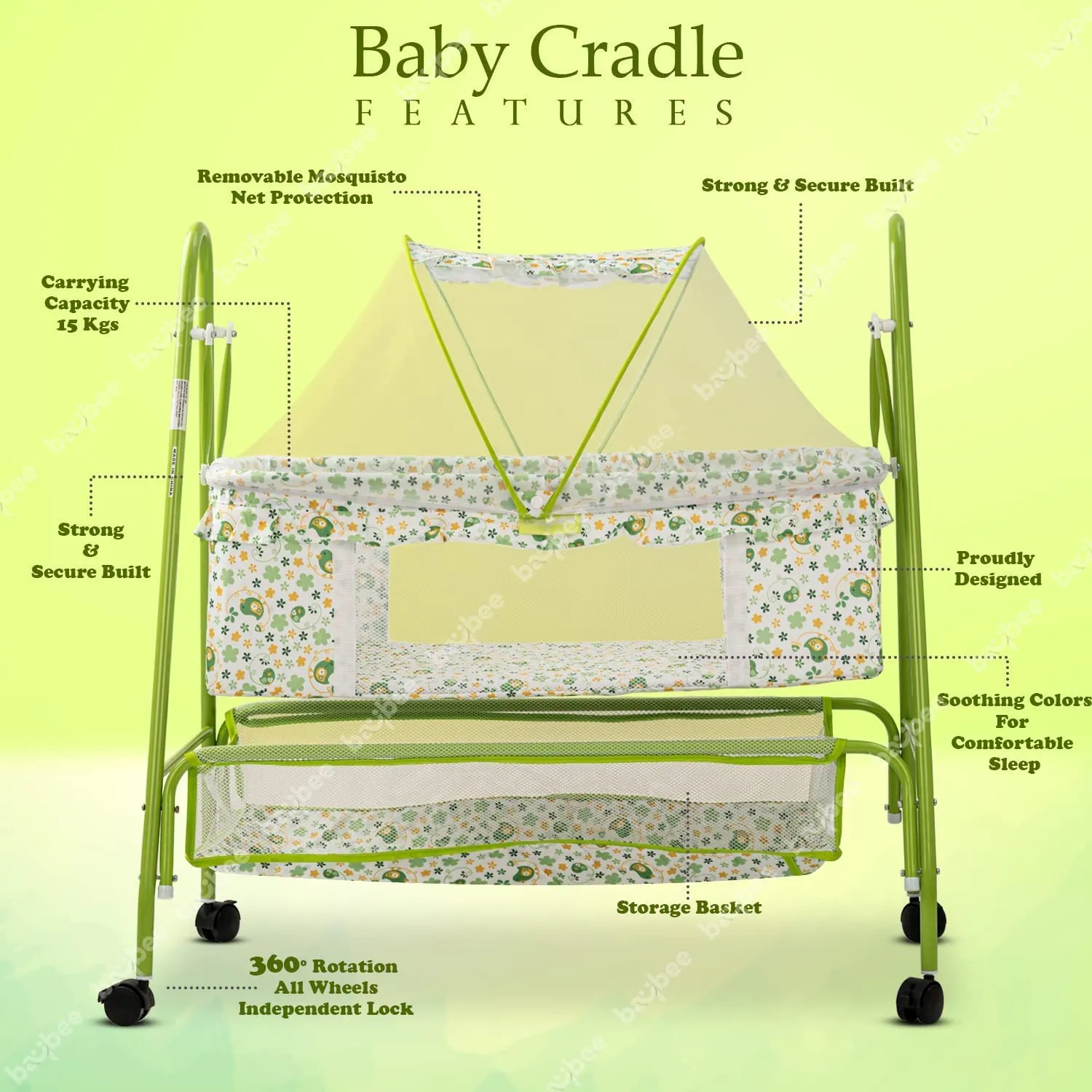 BAYBEE Arise Baby Swing Cradle for Baby with Mosquito Net, Palna Jhula for Baby