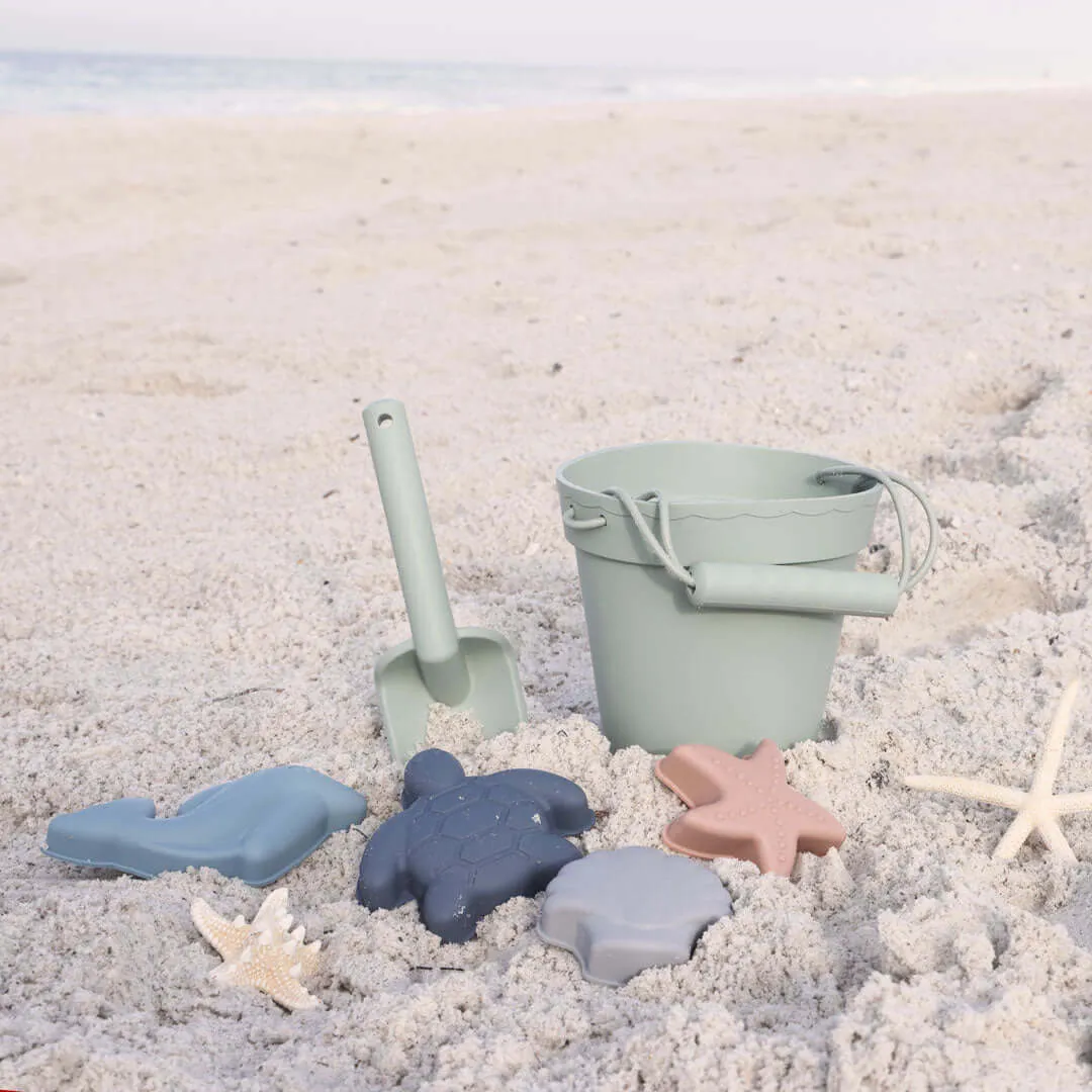 Beach Bucket with Personalized Shovel | Seafoam