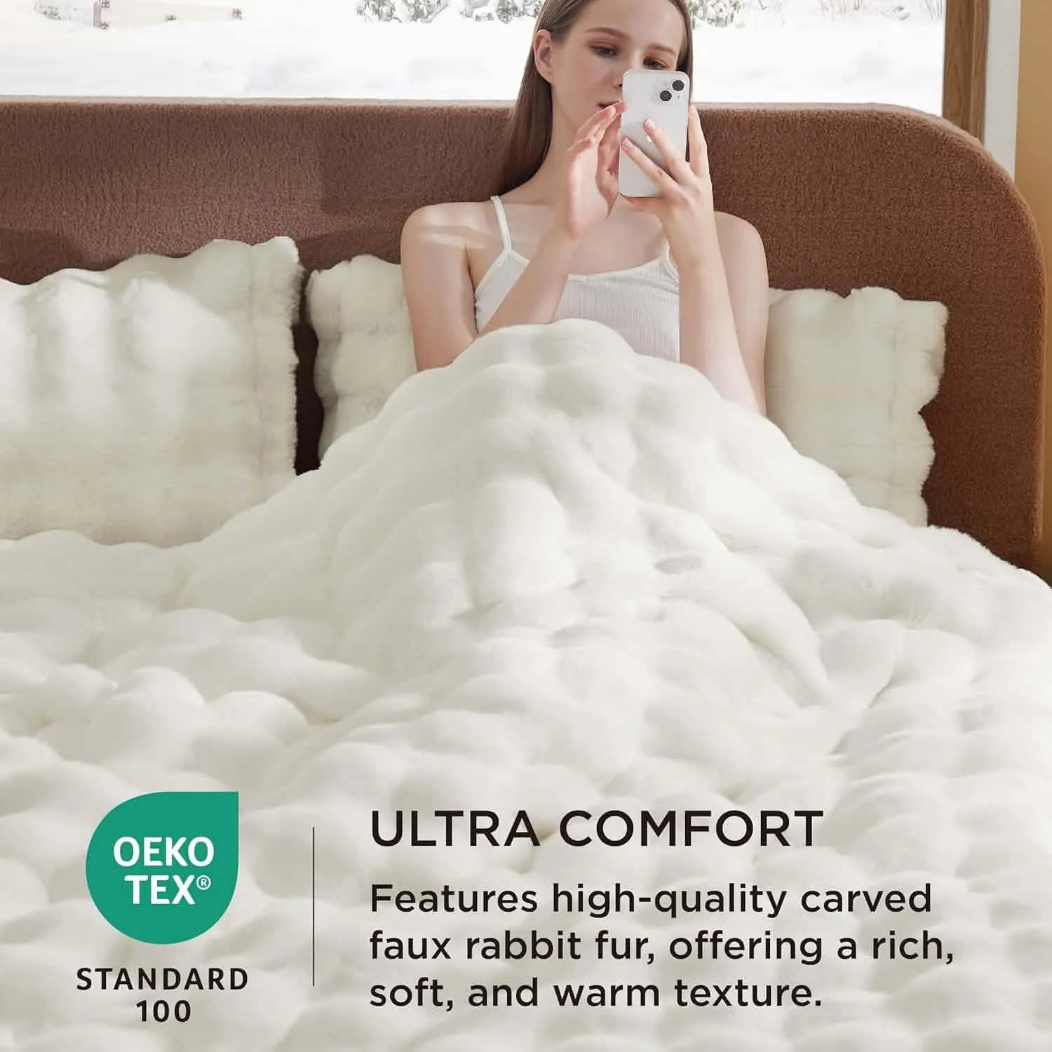 Bedsure Carved Faux Rabbit Fur Duvet Cover Set