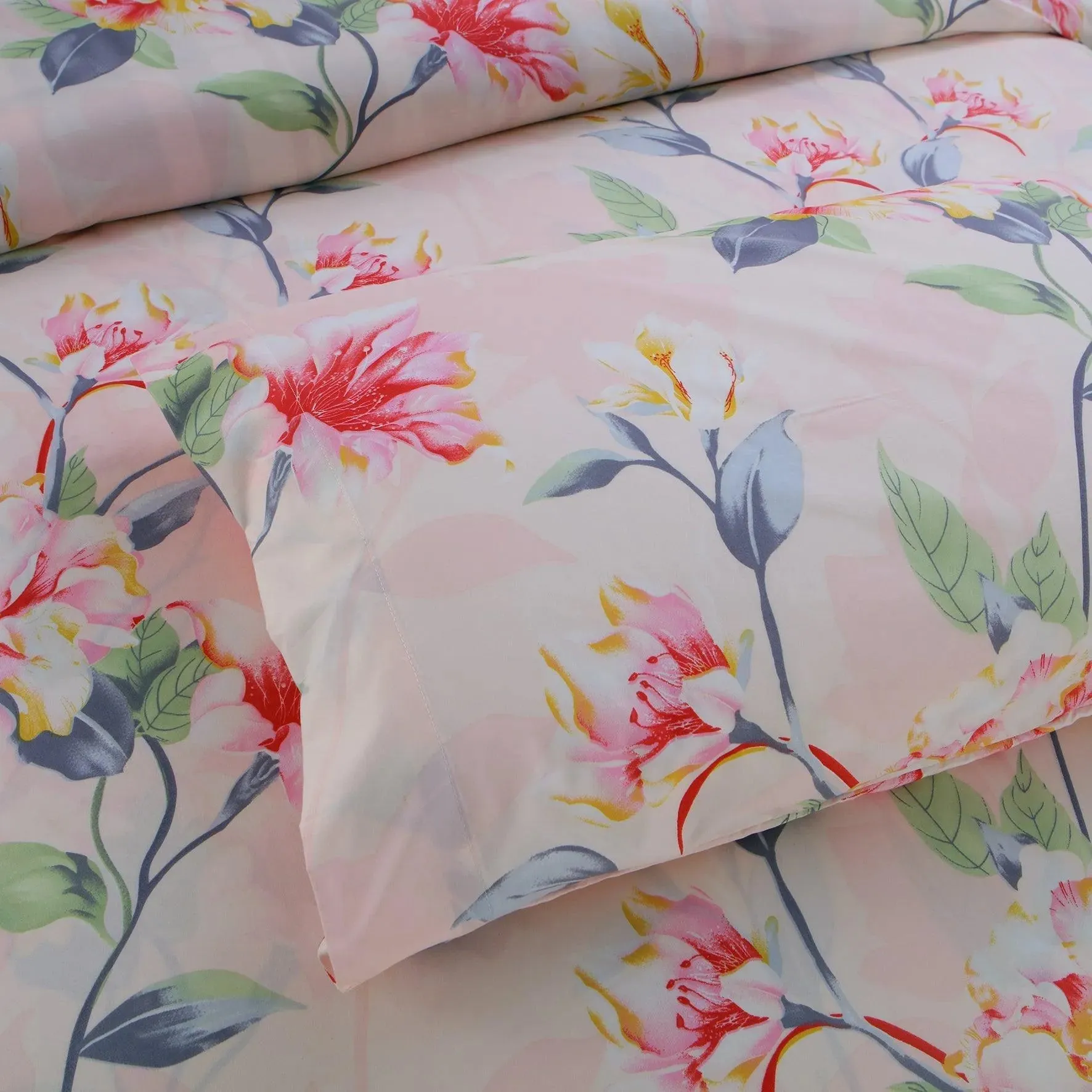 Belle Haven 6 Piece Sheet Set Bedding Set Light Pink with Colorful Flowers