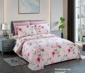 Belle Haven 6 Piece Sheet Set Bedding Set Light Pink with Colorful Flowers