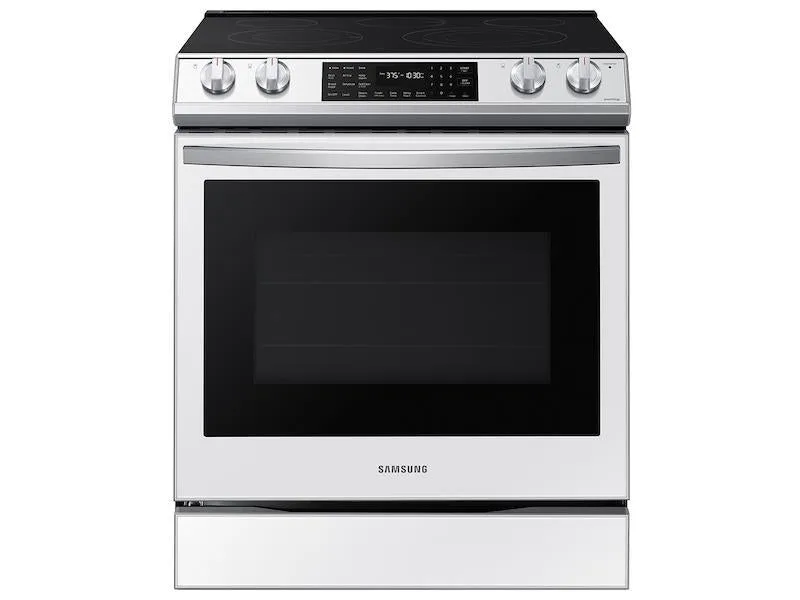 Bespoke 6.3 cu. ft. Smart Front Control Slide-In Electric Range with Air Fry & Wi-Fi in White Glass - (NE63BB851112AA)