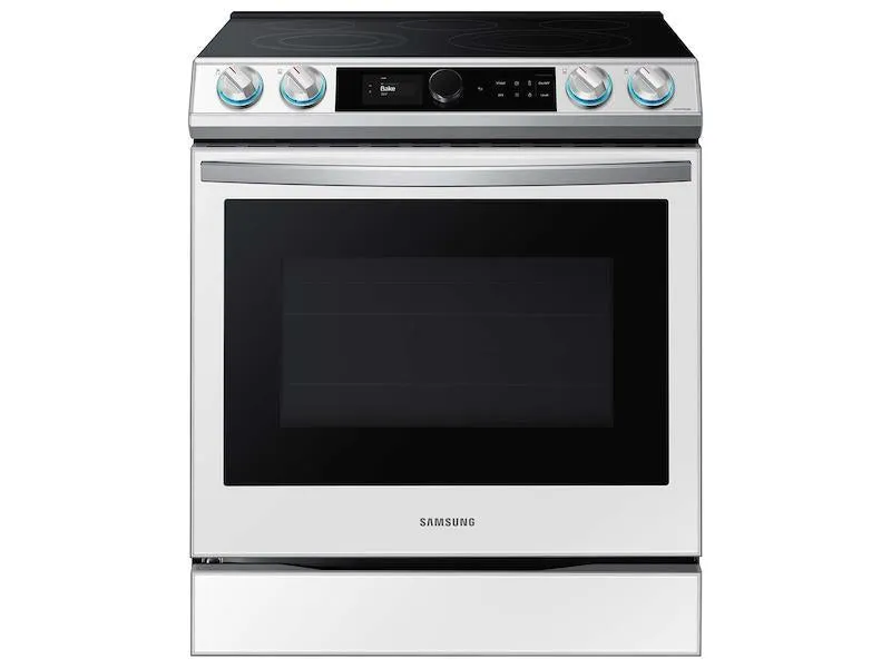 Bespoke Smart Slide-in Electric Range 6.3 cu. ft. with Smart Dial & Air Fry in White Glass - (NE63BB871112AA)