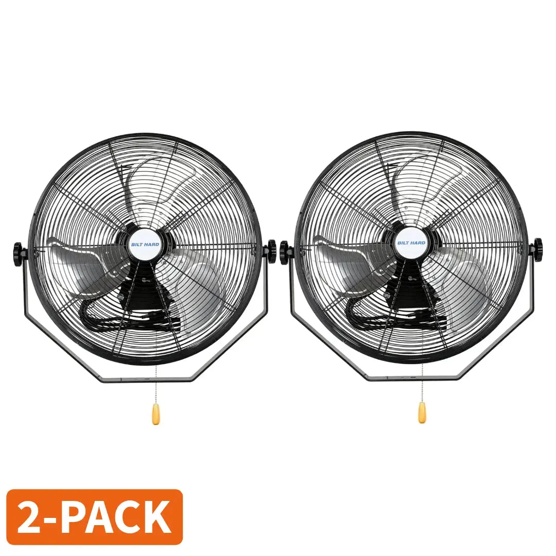 BILT HARD 18" Industrial Wall Mount Fan, 3-Speeds High Velocity Wall Fan with Sealed Motor, 4300 CFM Heavy Duty Metal Barn Fans