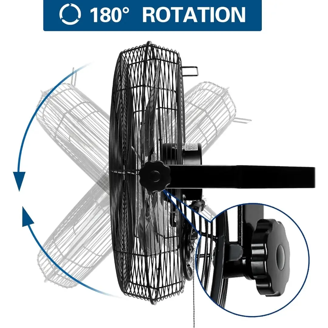 BILT HARD 20 inch Industrial Wall Mount Fan, 4600 CFM 3-Speed High Velocity Wall Fan with Sealed Motor, Heavy Duty Metal Barn Fans UL Listed