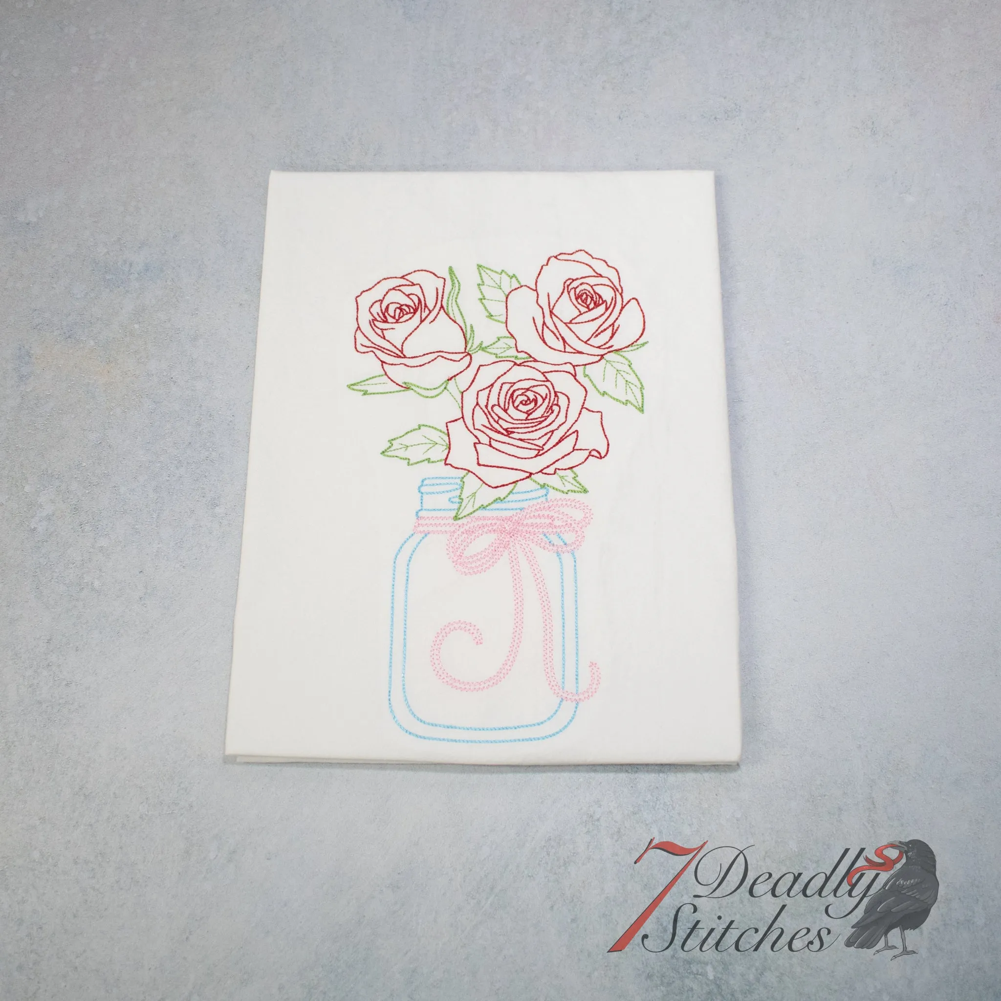 Blooming Roses in Mason Jar Flour Sack Towel