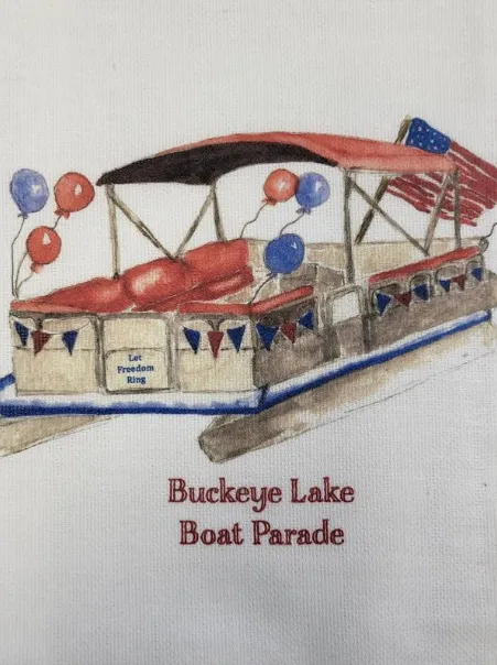 Boat Parade with Location Dish Towel