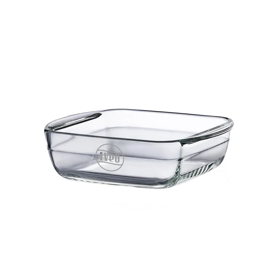 Borosilicate Glass Baking Tray by iveo, Microwave Safe Tray Bake Mate | for baking, Cake, Bread, Lasagna, Delious Bakery Food | 1.0 L, Square, 1 Pc, Clear