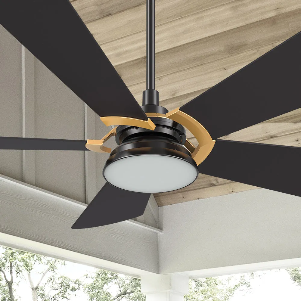 Bradford Outdoor Ceiling Fan with Dimmable LED Light Remote 52"-Smart