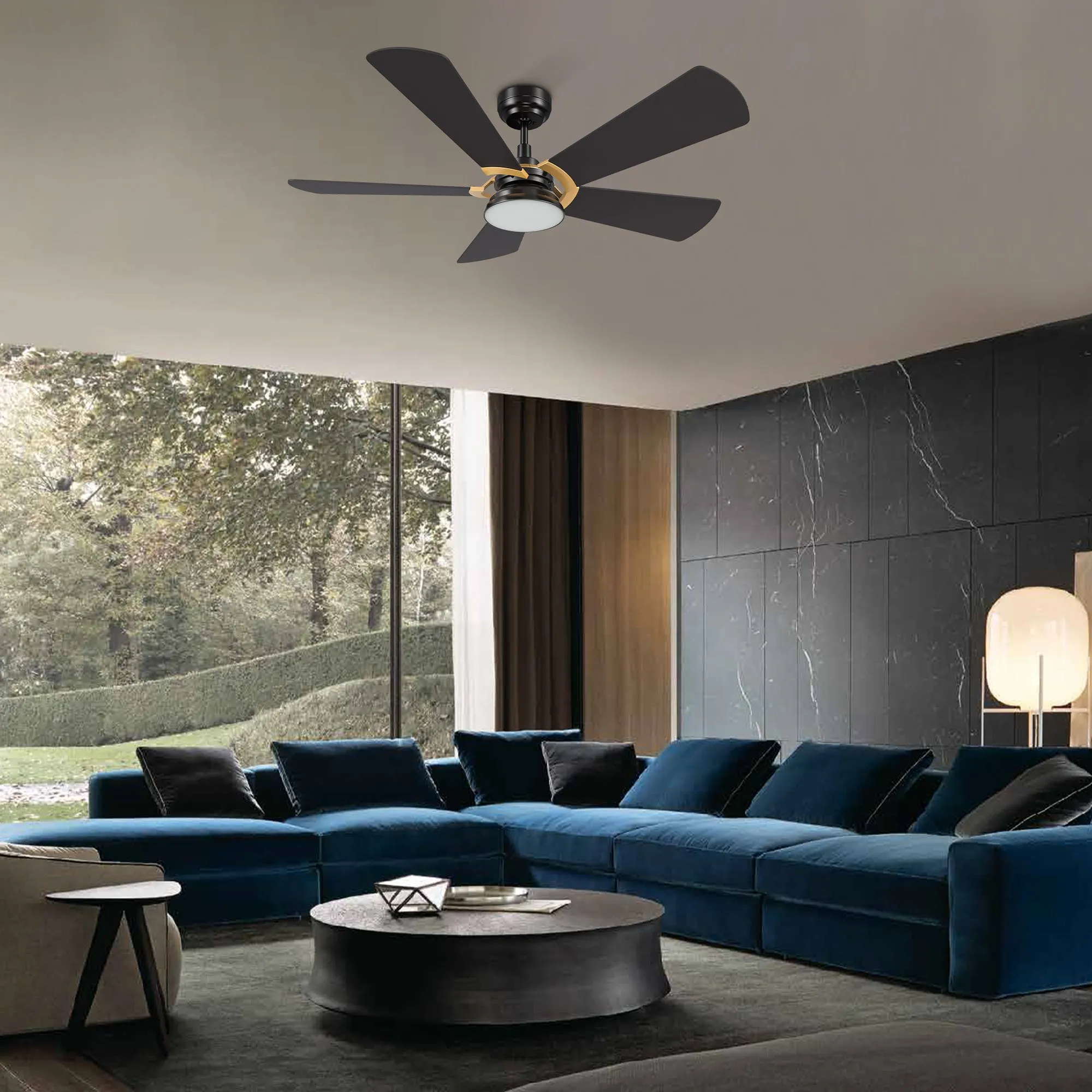 Bradford Outdoor Ceiling Fan with Dimmable LED Light Remote 52"-Smart