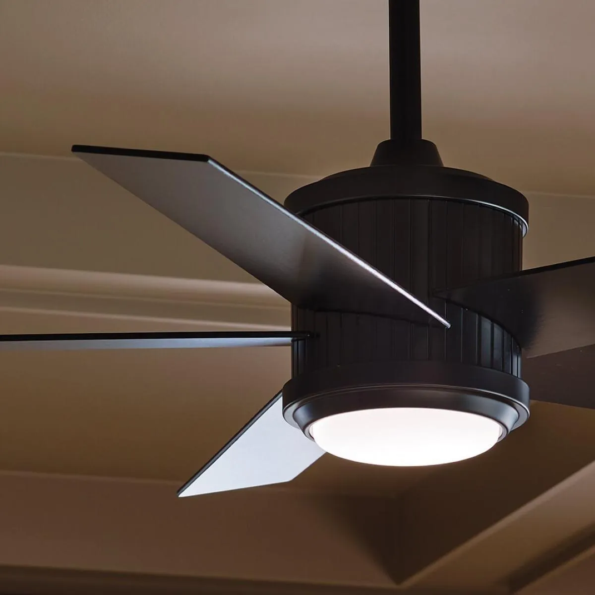 Brahm 48 Inch Satin Black LED Indoor Ceiling Fan with Remote