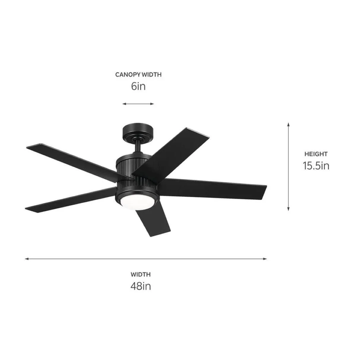 Brahm 48 Inch Satin Black LED Indoor Ceiling Fan with Remote